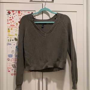 olive cropped sweater